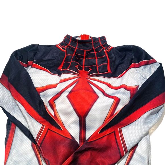 Kids Spiderman Costume One Piece Zip Up Bodysuit Miles Morales Hero Cosplay New - Picture 13 of 14